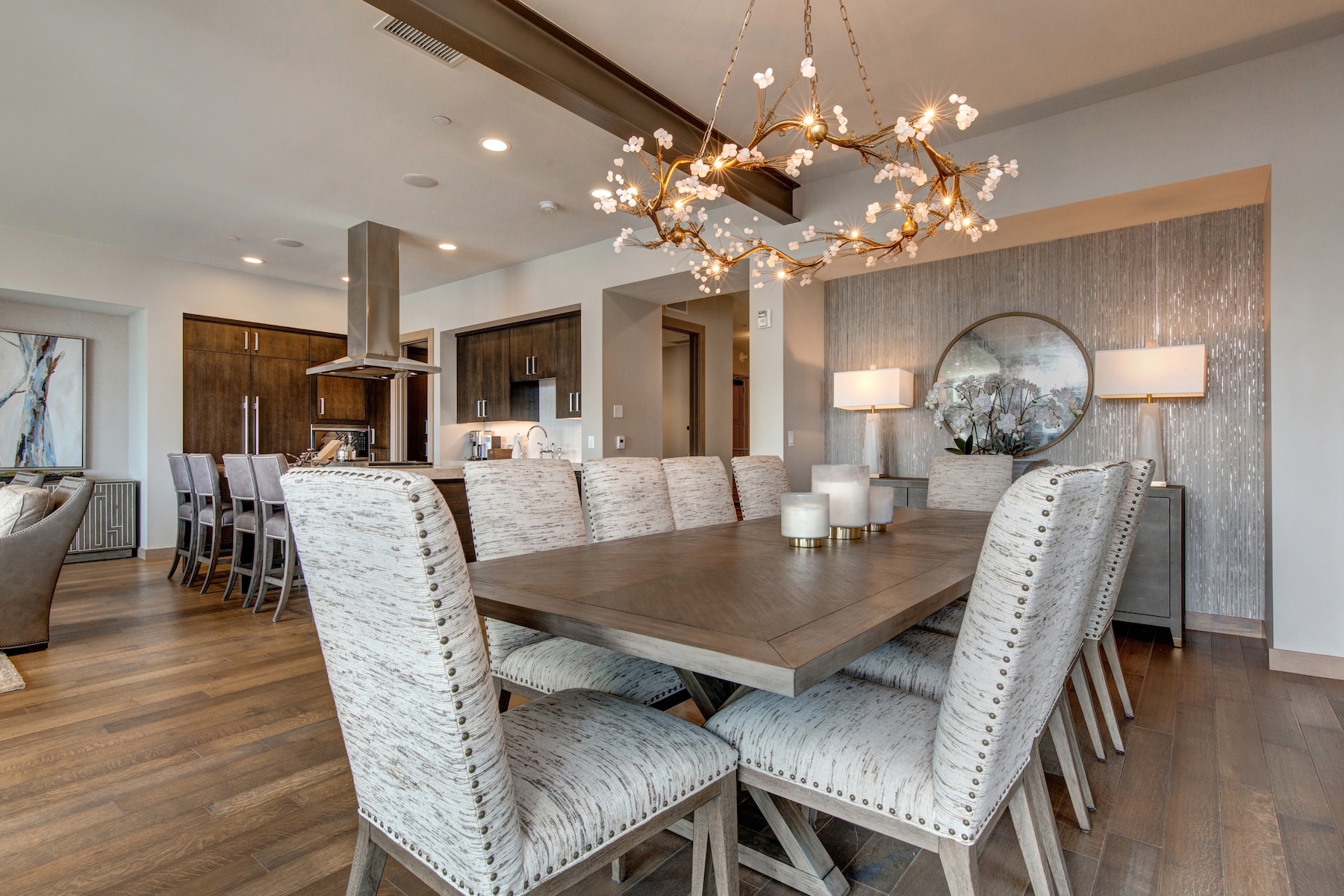 Modern, high end kitchen and dining area at luxury Deer Valley vacation rentals, Stein Eriksen Residences